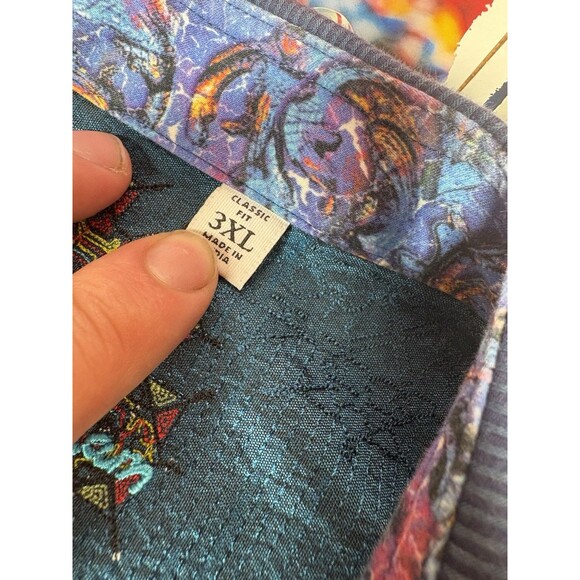 Robert Graham Shirt Mens 3XL Blue Paisley Flip Cuff Button Down Navy Vivid - Picture 5 of 8